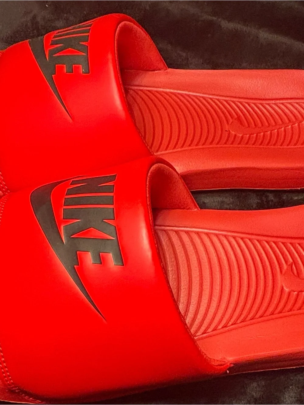 Nike Red and Black Slide Sandals
